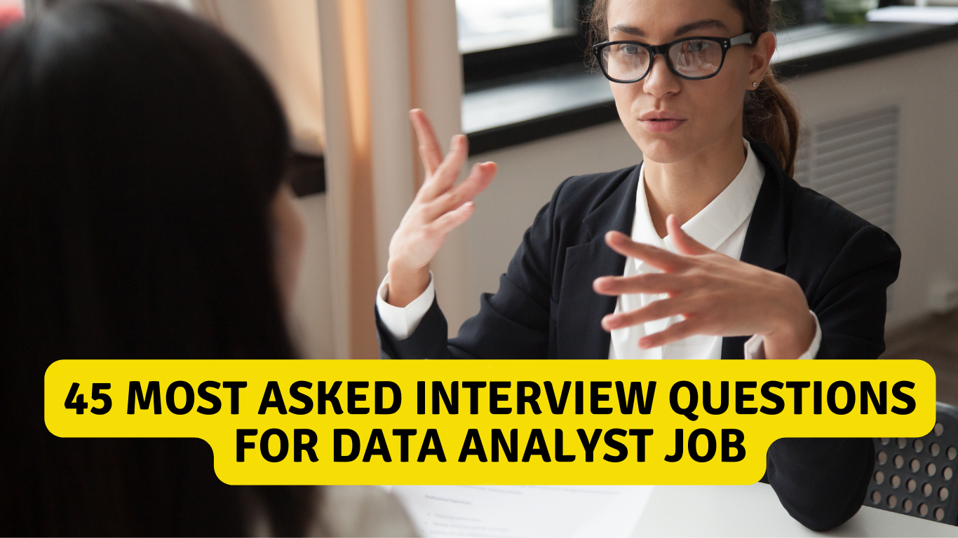 A professional and engaging image for a blog post titled '45 Most Asked Interview Questions for Data Analyst Job' on Success Flame's website. The image features a background with shades of blue and gray, symbolizing corporate professionalism. In the foreground, there are visual elements related to data analysis, including graphs and digital data imagery. The title is prominently displayed in an eye-catching font, inviting readers to explore the content about data analyst job interview questions."