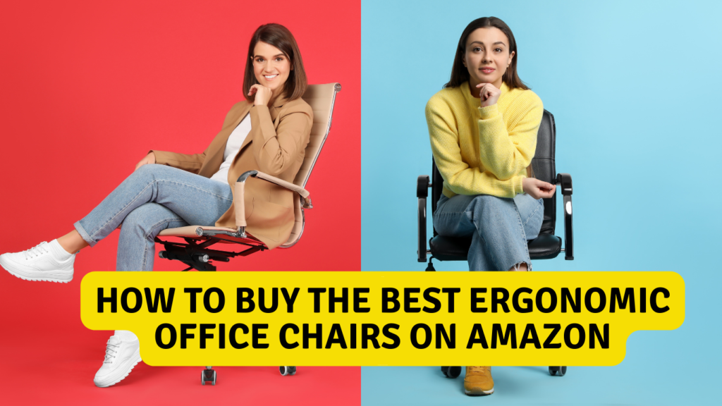Visual guide highlighting the key features to look for when purchasing the best ergonomic office chairs on Amazon, showcasing a selection of top-rated chairs with user-friendly annotations pointing out their ergonomic design elements.